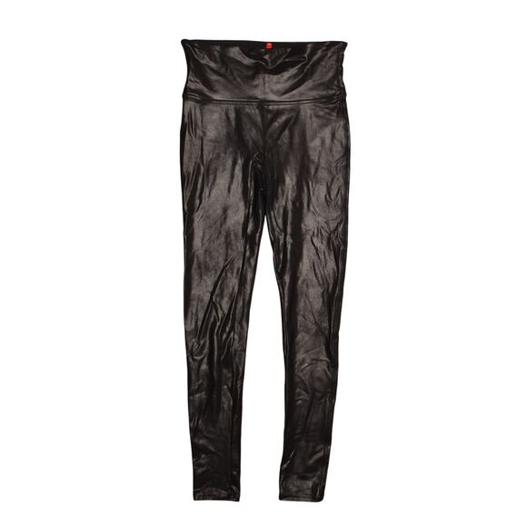 SPANX $98 Black SPANXshape Faux Leather‎ Leggings Pull-On Stretch Medium - Picture 1 of 3